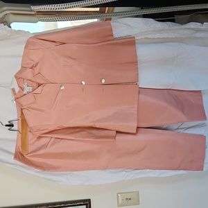 Silk Shantuang suit.  Peach petite size 0